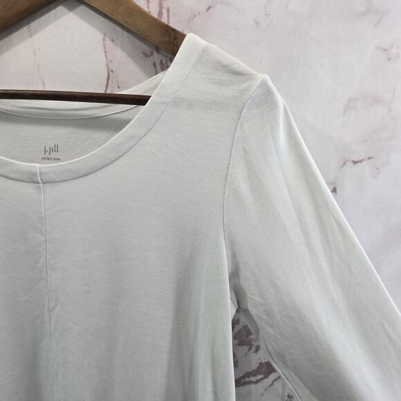 J Jill T Shirt Womens Small P White Perfect Pima Seamed Tee Quarter Sleeve - Picture 9 of 10